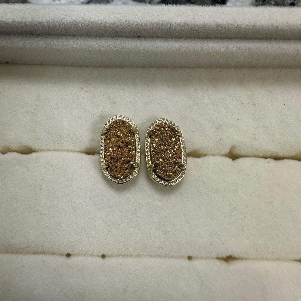 Kendra Scott | oval color bar gold stone stud earrings
